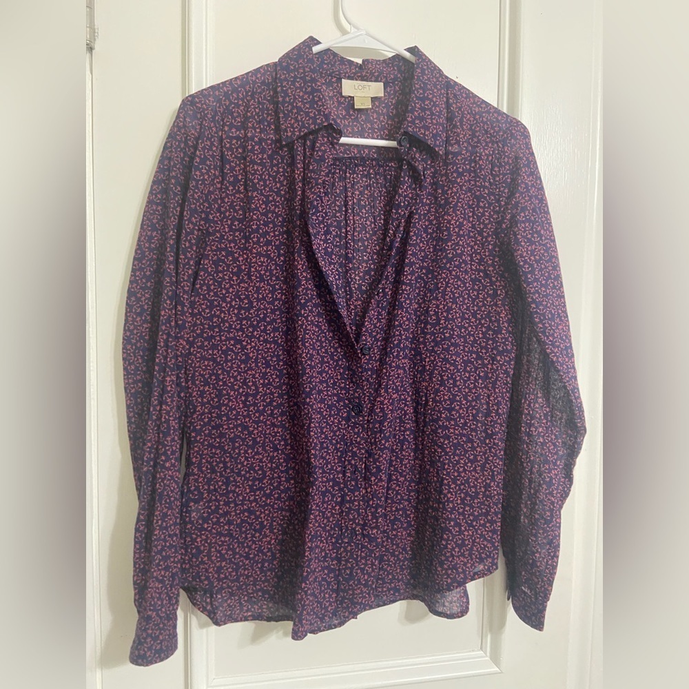 Loft Women's XS Lightweight Button Down W/ Novelty Nautical Motif NWOT